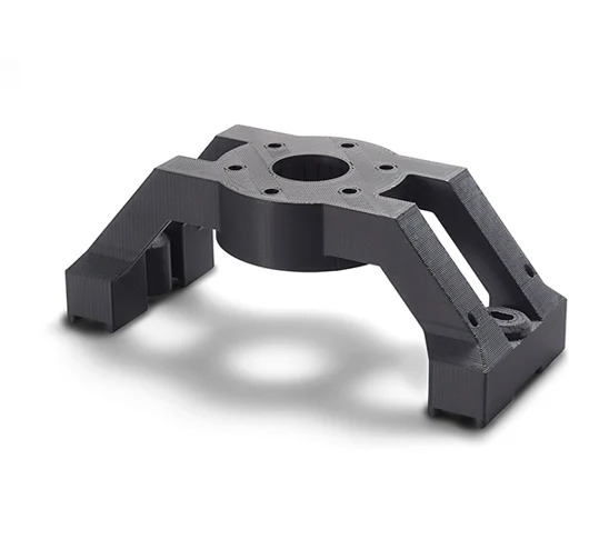 A photo of sample parts printed with the Stratasys F270 3D printer