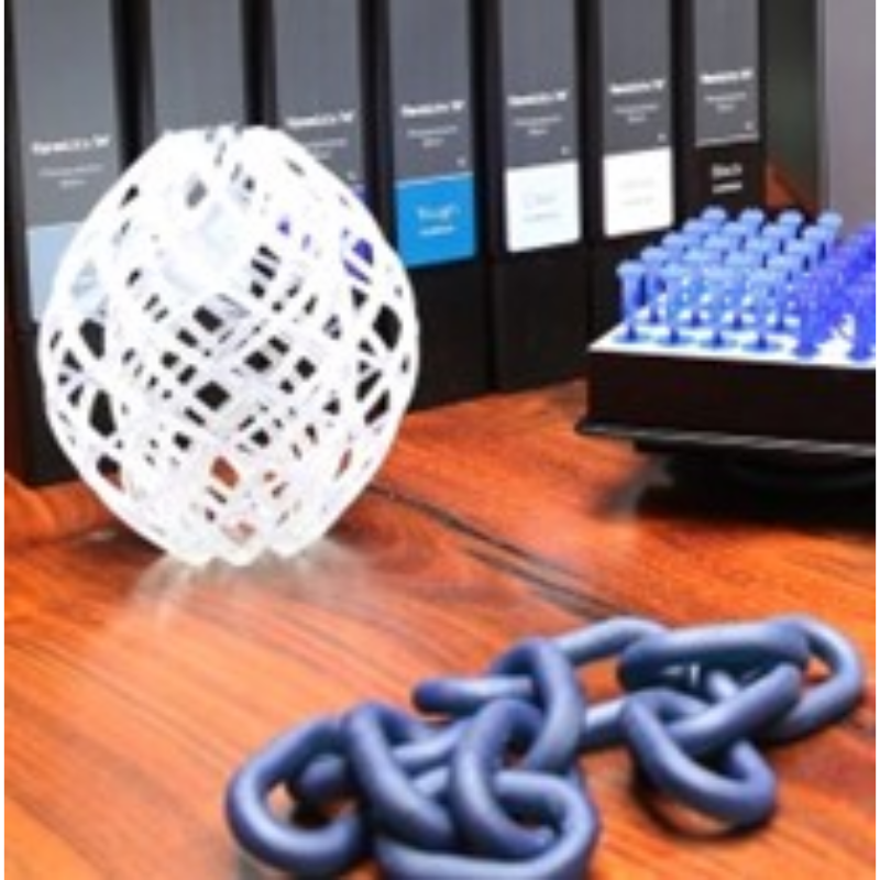 A photo of sample parts printed with the Formlabs 4 resin 3D printer