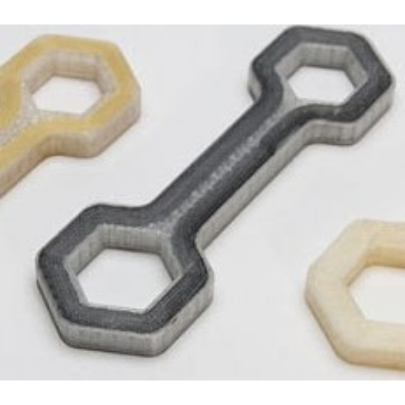 A photo of sample parts printed with the Markforged Mark Two 3D printer